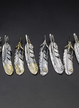 纯银复古鹰爪羽毛吊坠余文乐同款