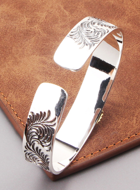 s925银饰品高桥点金唐草纹日系