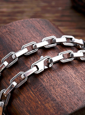 S925纯银复古朋克古巴链项链