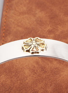 s925银饰品光面手镯男朋克风