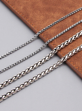 925纯银情侣手工编织马鞭链项链