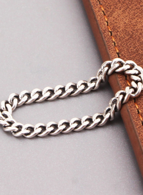 s925纯银简约光面链身戒指女