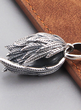 925纯银男女天使翅膀羽毛吊坠