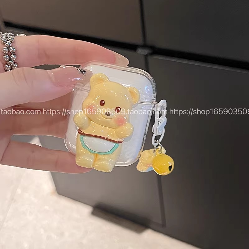 日本PAREO DOLL黄油小熊苹果airpodspro2蓝牙耳机壳airpods4 3防摔软壳华强北7/6代/pro5保护壳mini4耳机套 - 图3