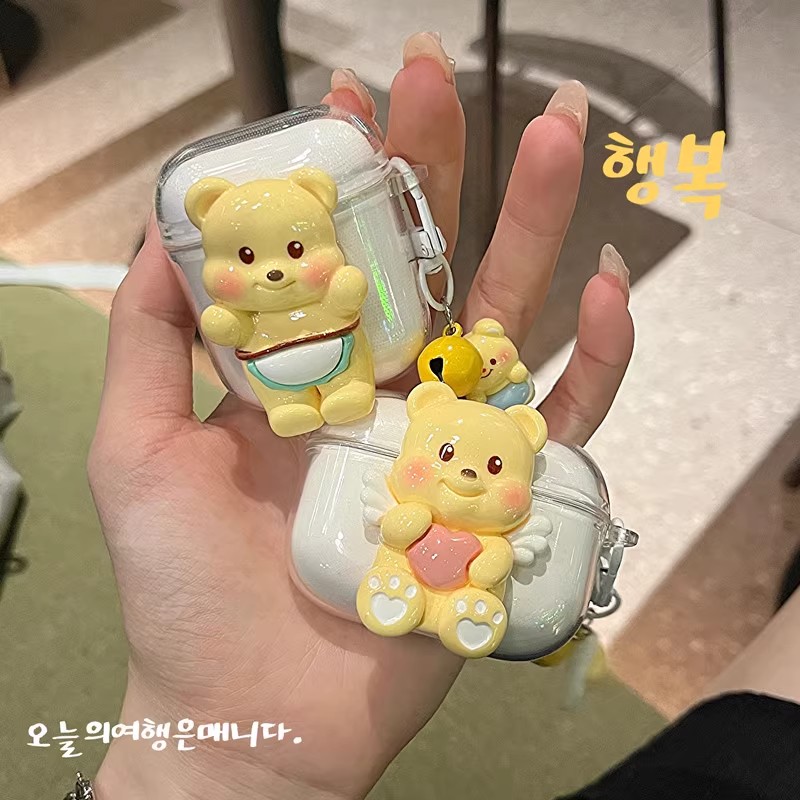 日本PAREO DOLL黄油小熊苹果airpodspro2蓝牙耳机壳airpods4 3防摔软壳华强北7/6代/pro5保护壳mini4耳机套 - 图1