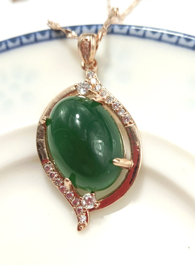 玫瑰金纯银锁骨链玛瑙玉石吊坠