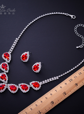 女式合金水滴钻新娘结婚舞台项链