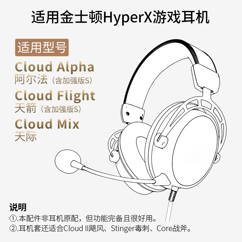 适用金士顿HyperX耳机线配件阿尔法音频线天箭天际连接线耳机套 - 图1