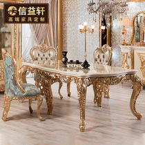 Eurostyle Dining Table Extravaganza Solid Wood Carved Dining Table Large Family Style Dining Desk Dining Side Cabinet Wine Cabinet Villa Furnishings Custom