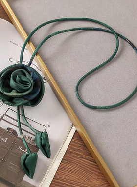 【纯蚕丝香云纱】玫瑰花项链/领结/腰带多用途中国风百搭气质项链