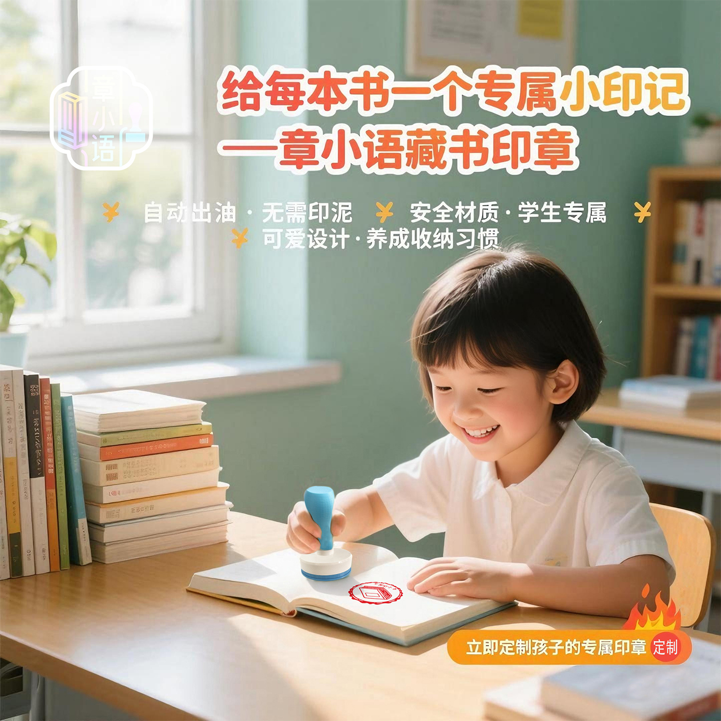 学生读书打卡已阅读记录个人图书本图案姓名卡通儿童藏书印章定制 - 图3