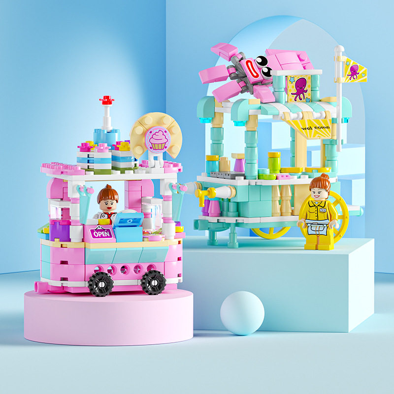 中国积木街景系列儿童益智拼装餐车男孩拼插城市房子模型拼图玩具,淘宝优惠券,粉丝福利购,淘宝优惠卷