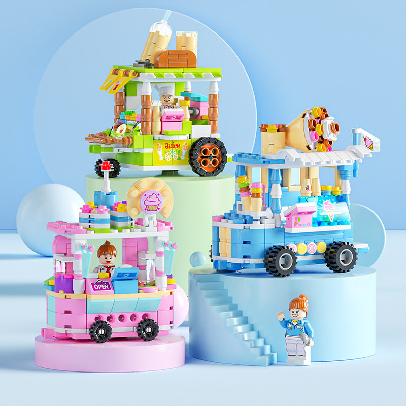 中国积木街景系列儿童益智拼装餐车男孩拼插城市房子模型拼图玩具,淘宝优惠券,粉丝福利购,淘宝优惠卷