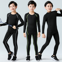 Childrens sports fitness training suit four sets of autumn and winter fast dry and breathable bottom-covered basketball football tight training clothes