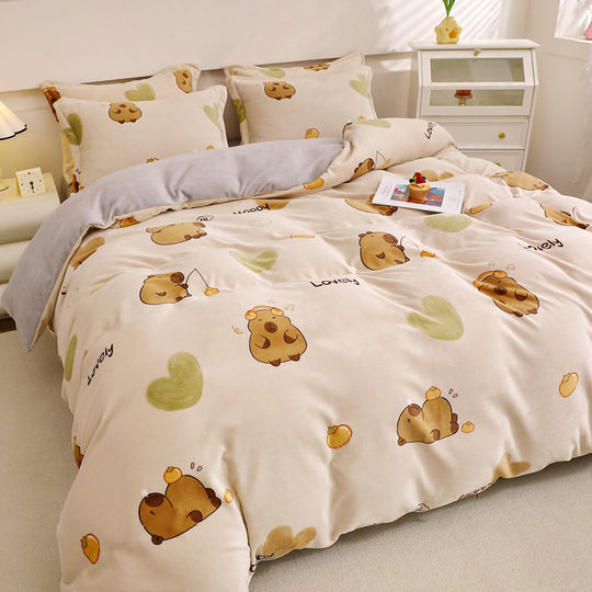 珊瑚绒被套单件冬季被罩宿舍单人法兰绒牛奶绒双面毛绒冬天加绒厚