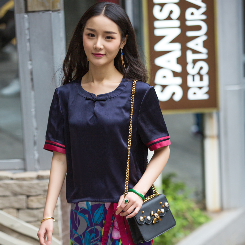 华族经典唐装女中式复古汉服时尚短袖夏季新款