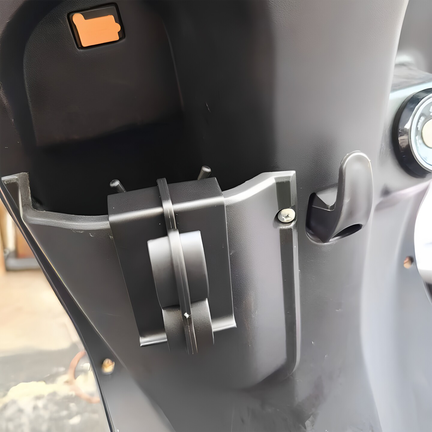 Motorcycle electric vehicle multi-function hook storage box