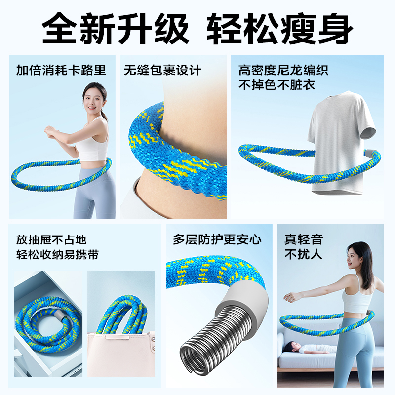 【全新第六代升级】软弹簧加重涤纶不伤衣全包裹软呼啦圈燃脂健身 - 图0