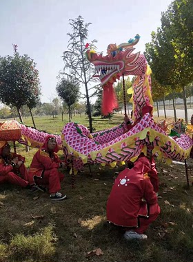 舞龙金色道具龙头红色社火