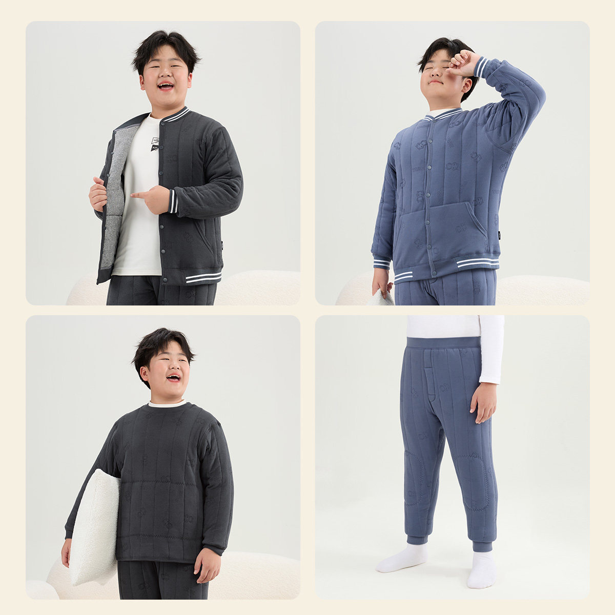 小猪托尼男童校服神器冬季青少年内胆马甲棉袄棉服保暖内衣套装厚