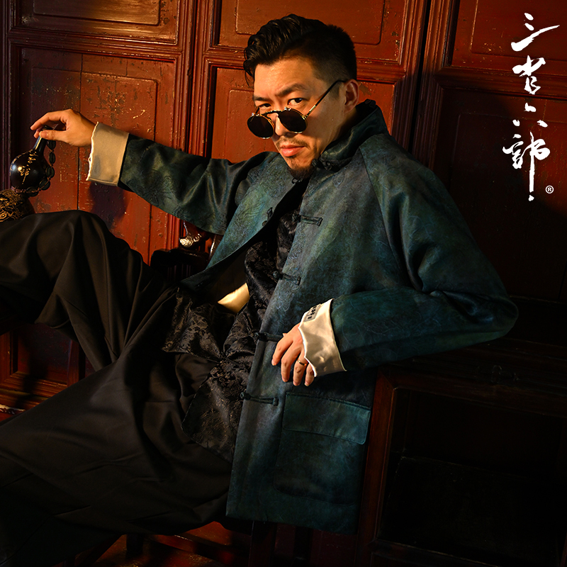 三省六部·门下省【三界】秋季高端复古提花绸缎男士手工盘扣唐装 - 图2