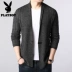 Áo len cardigan Playboy nam mùa thu mỏng Slim cardigan đan áo khoác nam màu rắn - Áo len Áo len