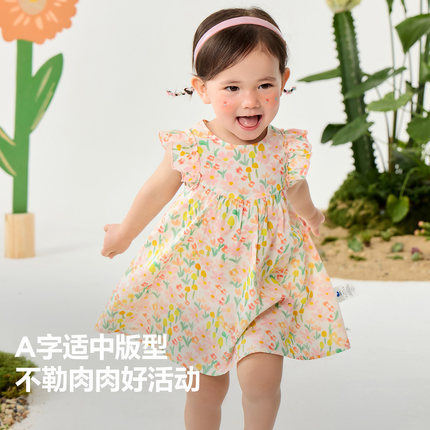 【纯棉】迷你巴拉巴拉女童连衣裙宝宝婴儿衣服透气周岁公主裙子夏