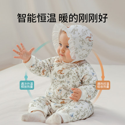 欧孕新生儿秋冬夹棉连体衣婴儿棉服冬季加厚蝴蝶衣外出服哈衣爬服