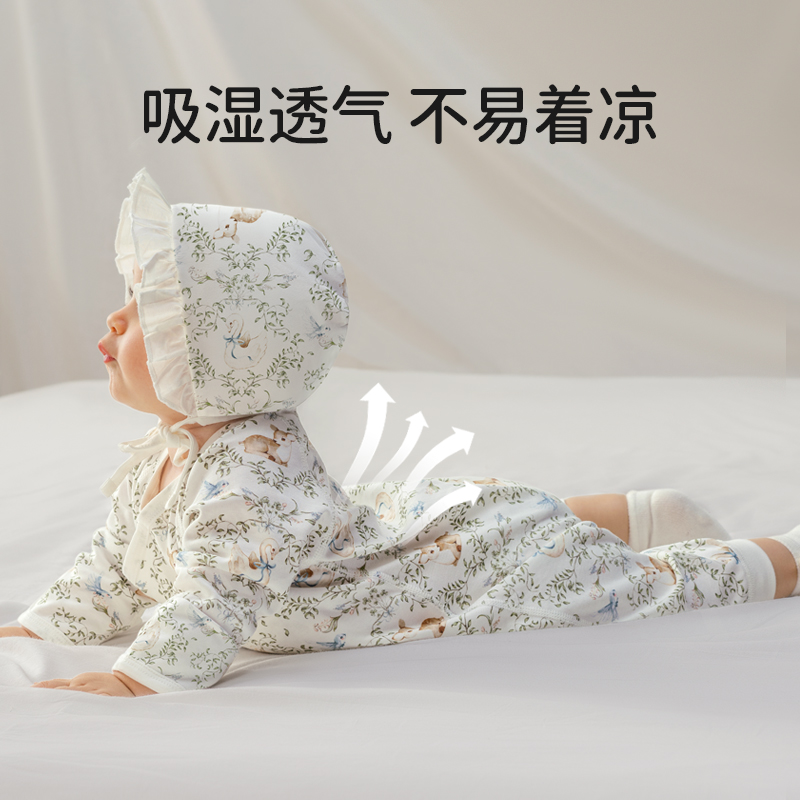 欧孕新生婴儿衣服秋冬季加厚棉服宝宝连体衣蝴蝶衣小月龄外出爬服