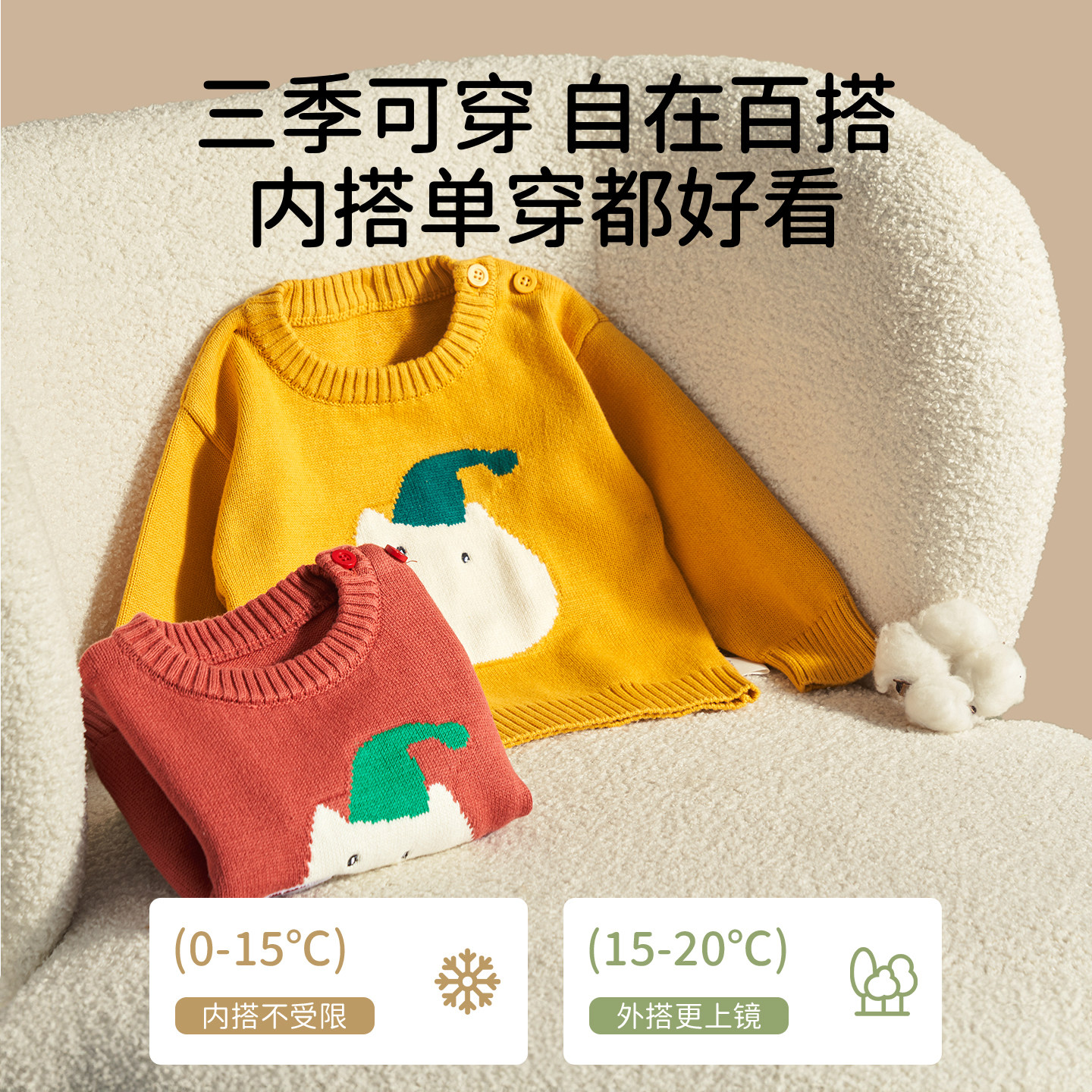 欧孕儿童毛衣2025秋冬新款男童女童针织上衣打底毛衫婴儿宝宝外套,淘宝优惠券,粉丝福利购,淘宝优惠卷