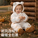 欧孕婴儿加厚棉服保暖连体衣