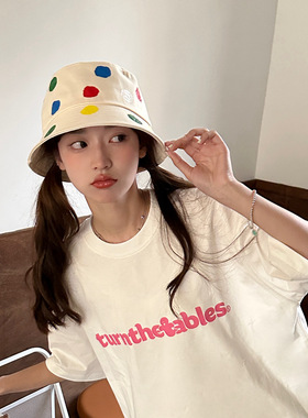 日系可爱手工涂鸦款渔夫帽女