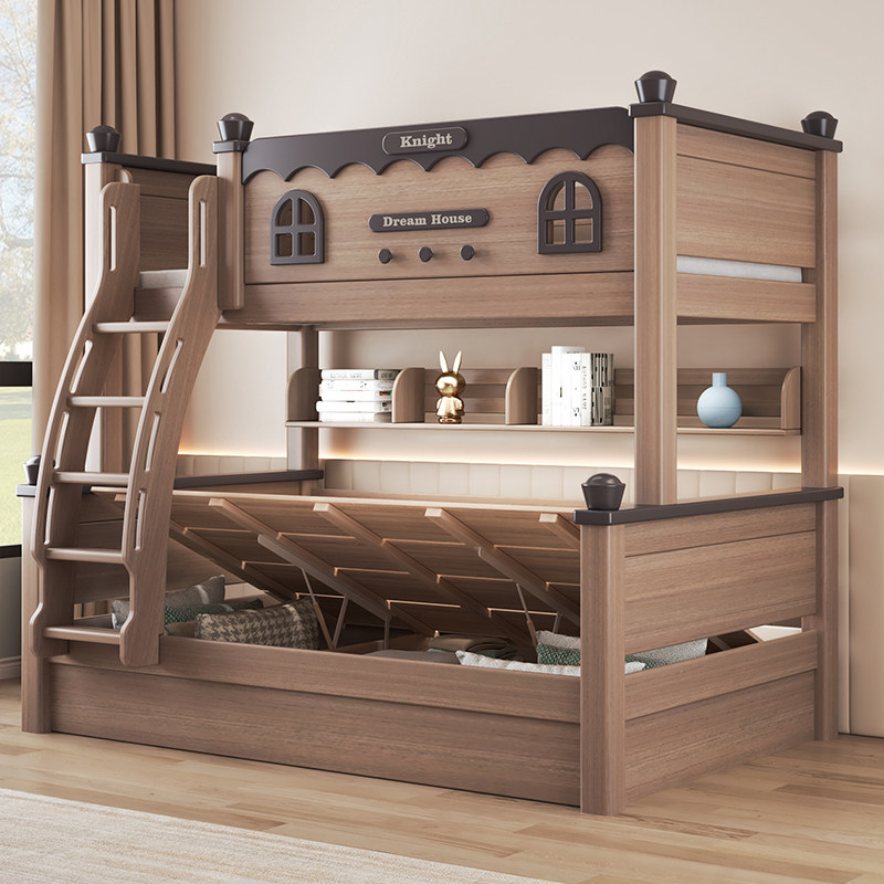 鹅掌楸木上下铺儿童床实木高低床小户型美式加粗双层床两层上下床,淘宝优惠券,粉丝福利购,淘宝优惠卷