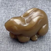 Jade pendant Xinjiang sugar material jade handlebar piece and Tian Yugaoku jade old jade ornament swing piece Yubi rabbit