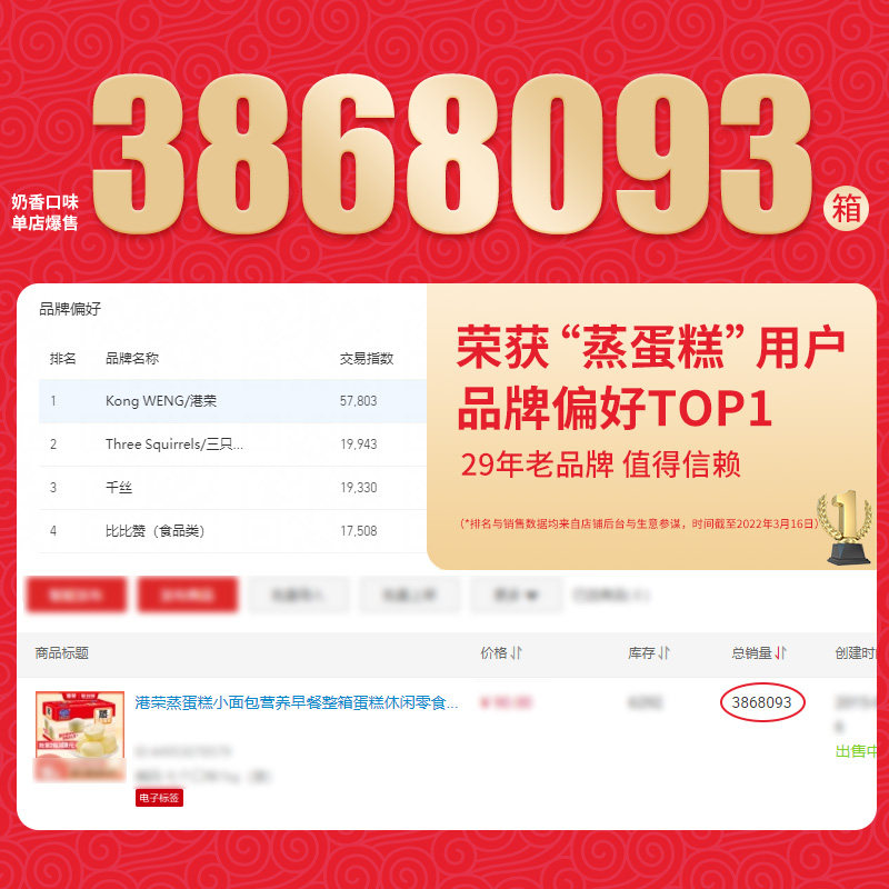 港荣蒸蛋糕整箱早餐手撕孕妇软面包 港荣食品西式糕点