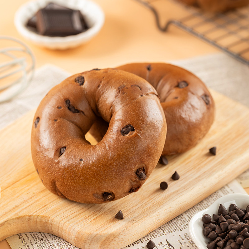 港荣纯脂黑巧贝果面包早餐代餐糕点下午茶速食饱腹点心健康零食品
