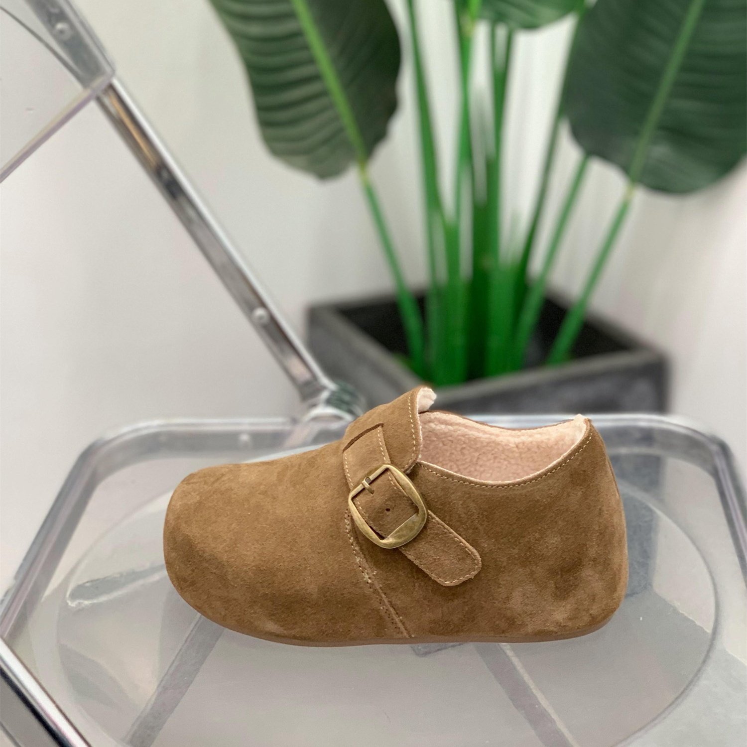 秋冬新款厚底圆头勃肯鞋女2025年加绒一脚蹬复古内增高磨砂休闲鞋,淘宝优惠券,粉丝福利购,淘宝优惠卷