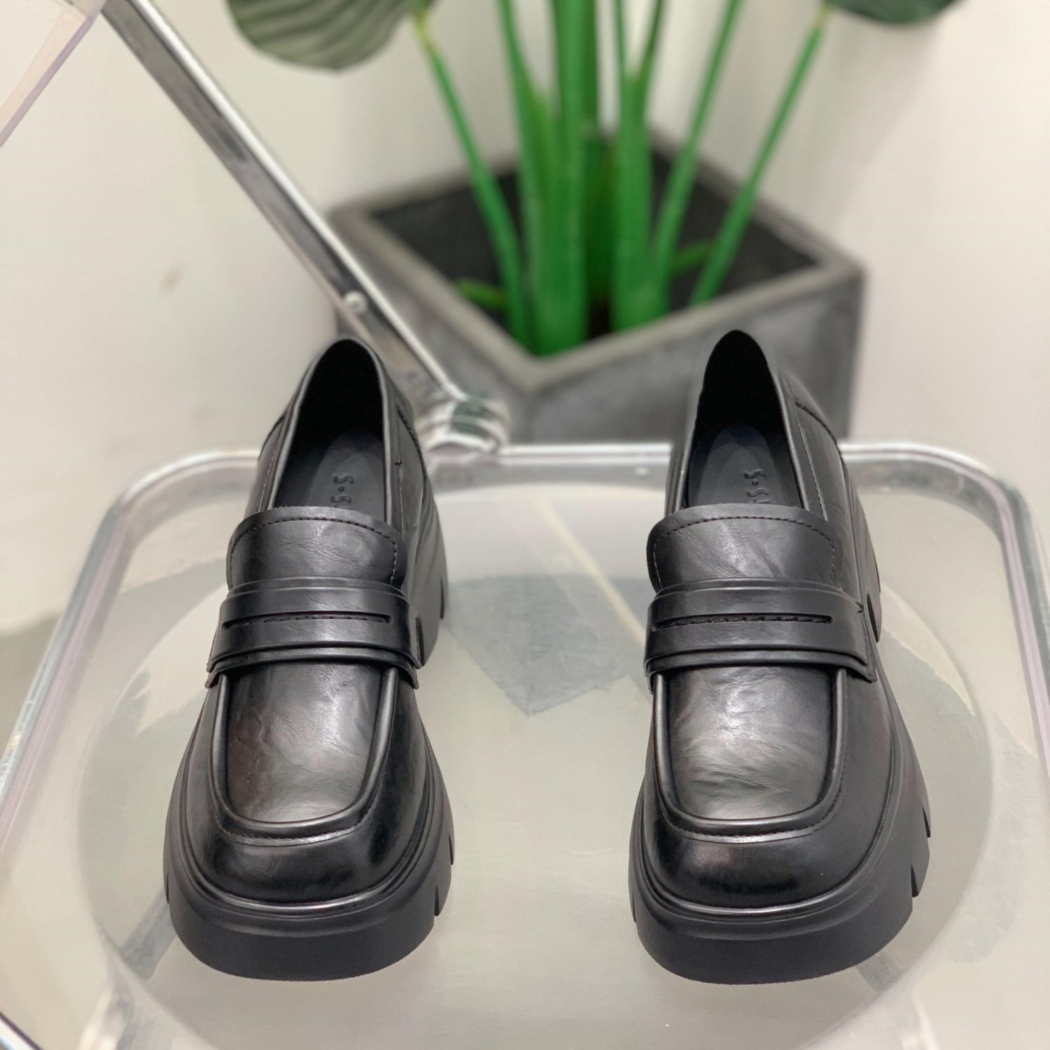 厚底乐福鞋女2026春季新款黑色英伦风一脚蹬单鞋小个子增高小皮鞋,淘宝优惠券,粉丝福利购,淘宝优惠卷