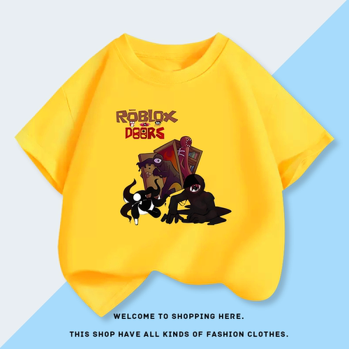Roblox doors游戏周边儿童短袖T恤男女童纯棉半袖上衣夏装衣服 - 图3