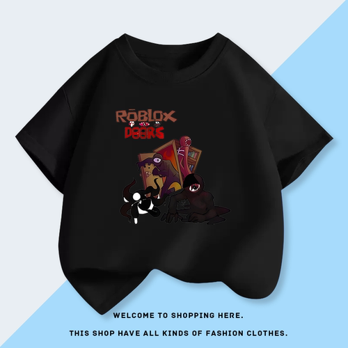 Roblox doors游戏周边儿童短袖T恤男女童纯棉半袖上衣夏装衣服 - 图2