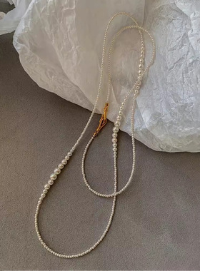 新中式国风旗袍串珠珍珠项链女长款轻奢高级感毛衣链配饰挂件简约