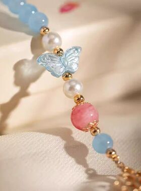 新中式国风旗袍汉服串珠项链高级感国风复古民族风流苏毛衣链配饰