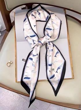 春秋冬细窄装饰配饰围巾小丝巾