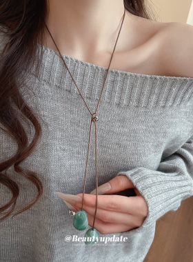 陶瓷锁骨链女秋冬项链简约百搭配饰毛衣链挂件新中式装饰配饰挂脖