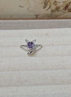 施家华子狐狸戒指开口可调节s925银简约高级轻奢女饰品