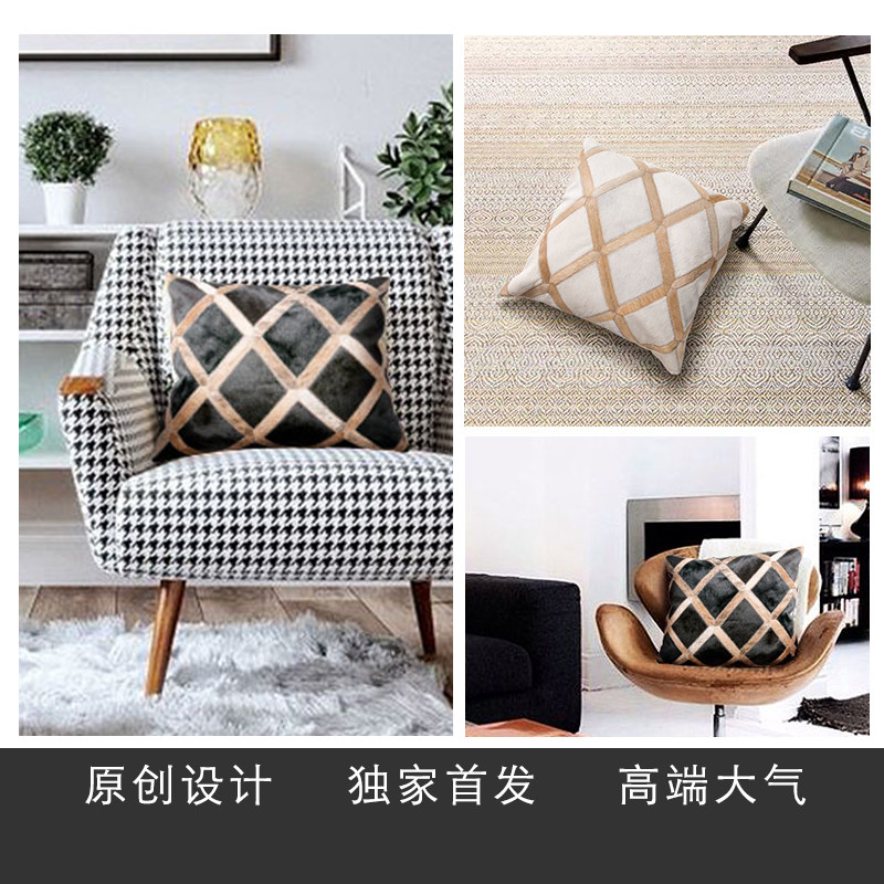 高端真皮欧式抱枕美式牛皮靠垫北欧沙发卧室客厅家用靠背垫靠枕_虎窝淘