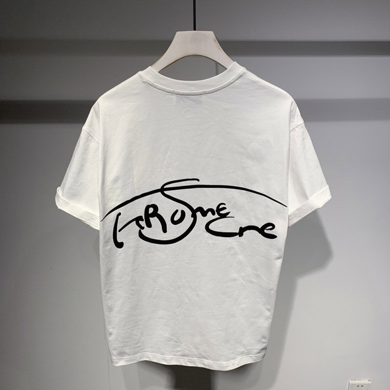 特林露日系时尚创意字母印花款宽松T恤男夏季时尚小标短袖上衣男