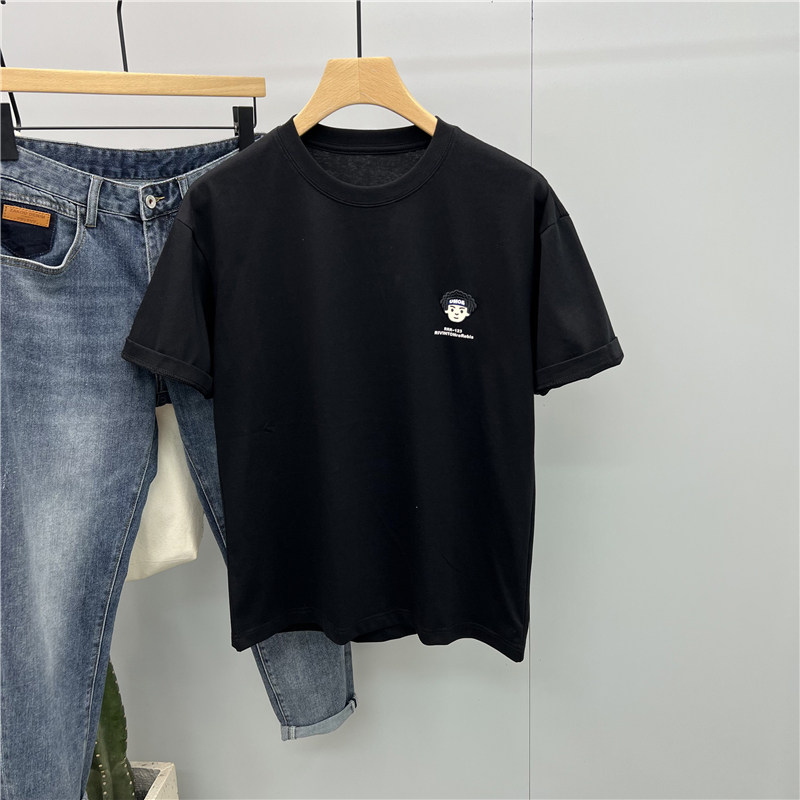 2024新款休闲百搭圆领短袖T恤男夏季潮流宽松字母印花纯棉ins体恤