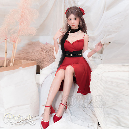 光与夜之恋陆沉女主生日荆棘鸟cos套装红色礼服连衣裙cosplay服装 - 图1