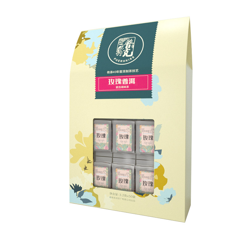 普克玫瑰花普洱50袋茶包熟普袋泡茶 puerhkiss普克代用/花草茶